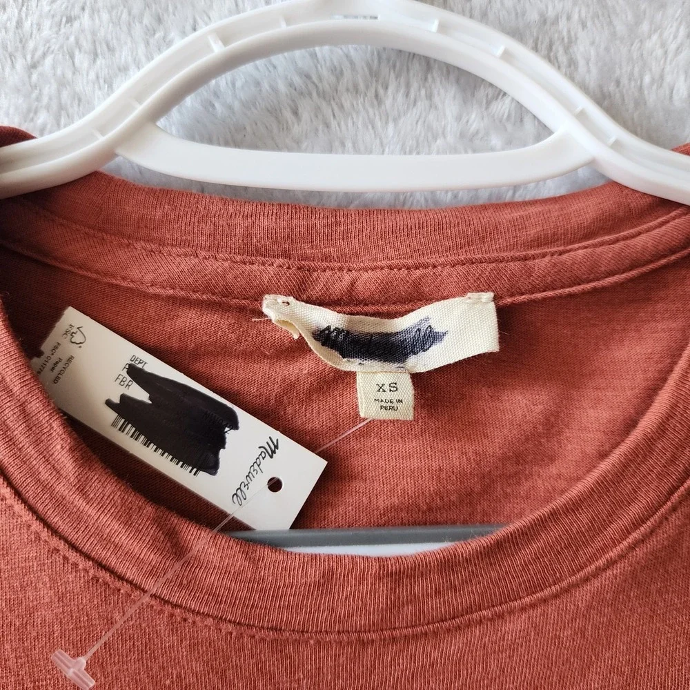 Madewell Top Womens Size XS Smocked Cuff Puff Sleeve Soft Slub Pima Cotton